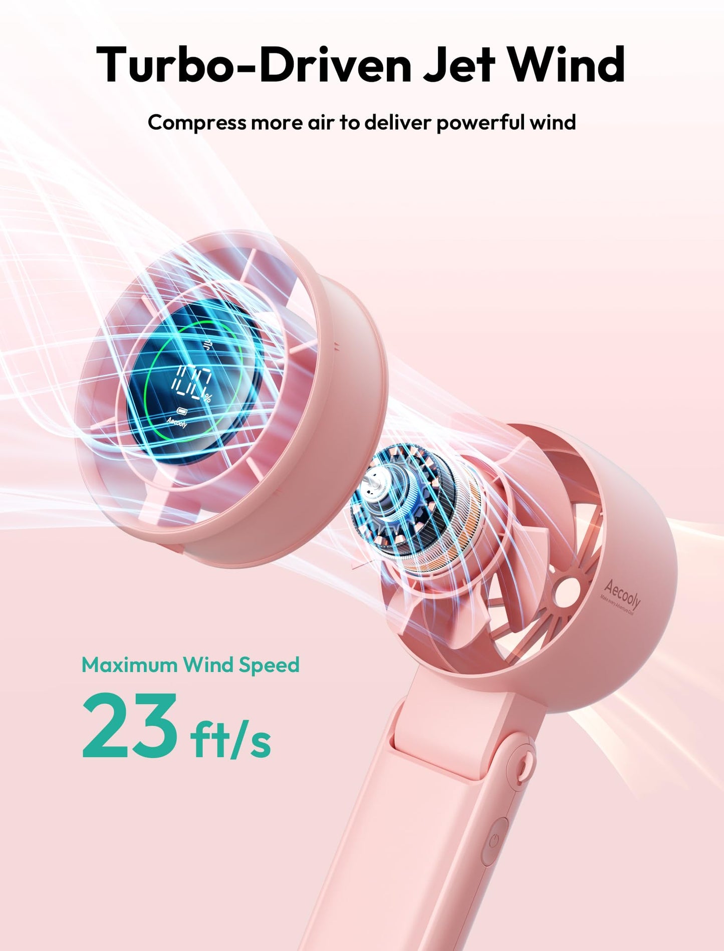 Aecooly Versatile Fan Halo-02 5000mAh – Pink - Deccan Retail