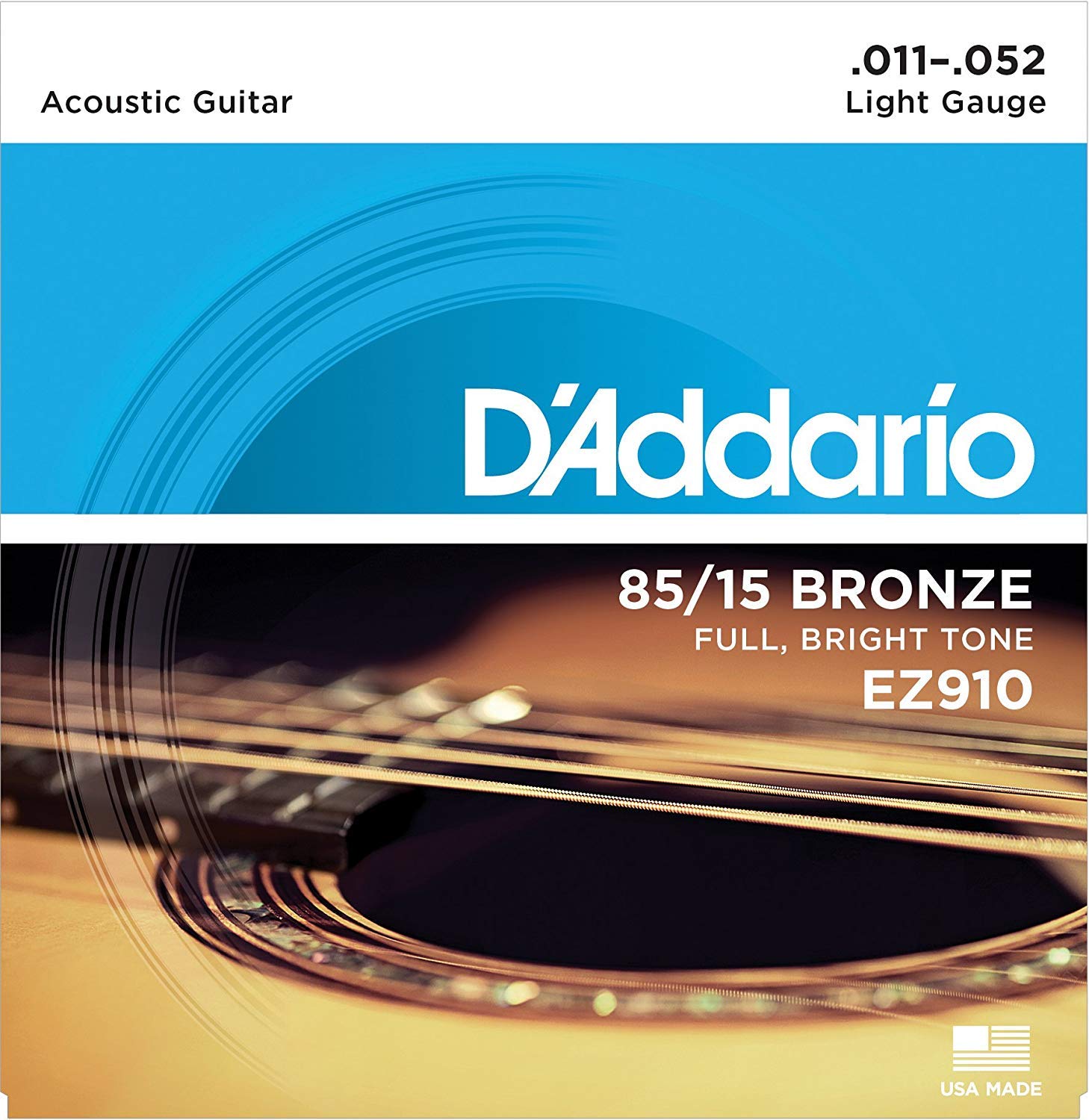 D'Addario EZ910 Acoustic Guitar Strings 85/15 Bronze Extra Light Pack of 2 - Deccan Retail