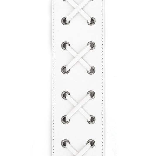 D'Addario L25S1505 Laced Leather Guitar Strap – White - Deccan Retail