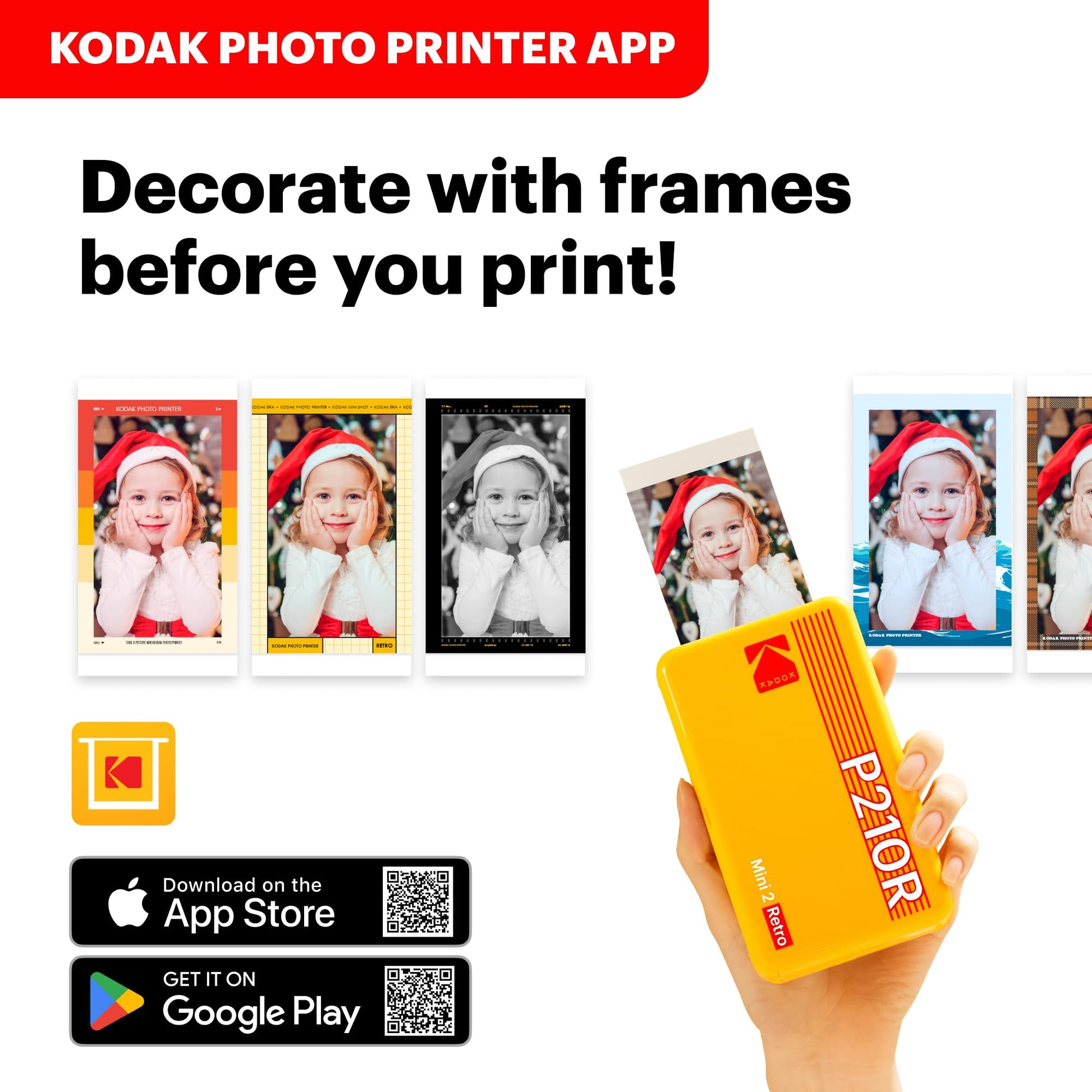 Kodak Mini 2 Retro 4PASS Portable Photo Printer with 68 Sheets Bundle - Black - Deccan Retail