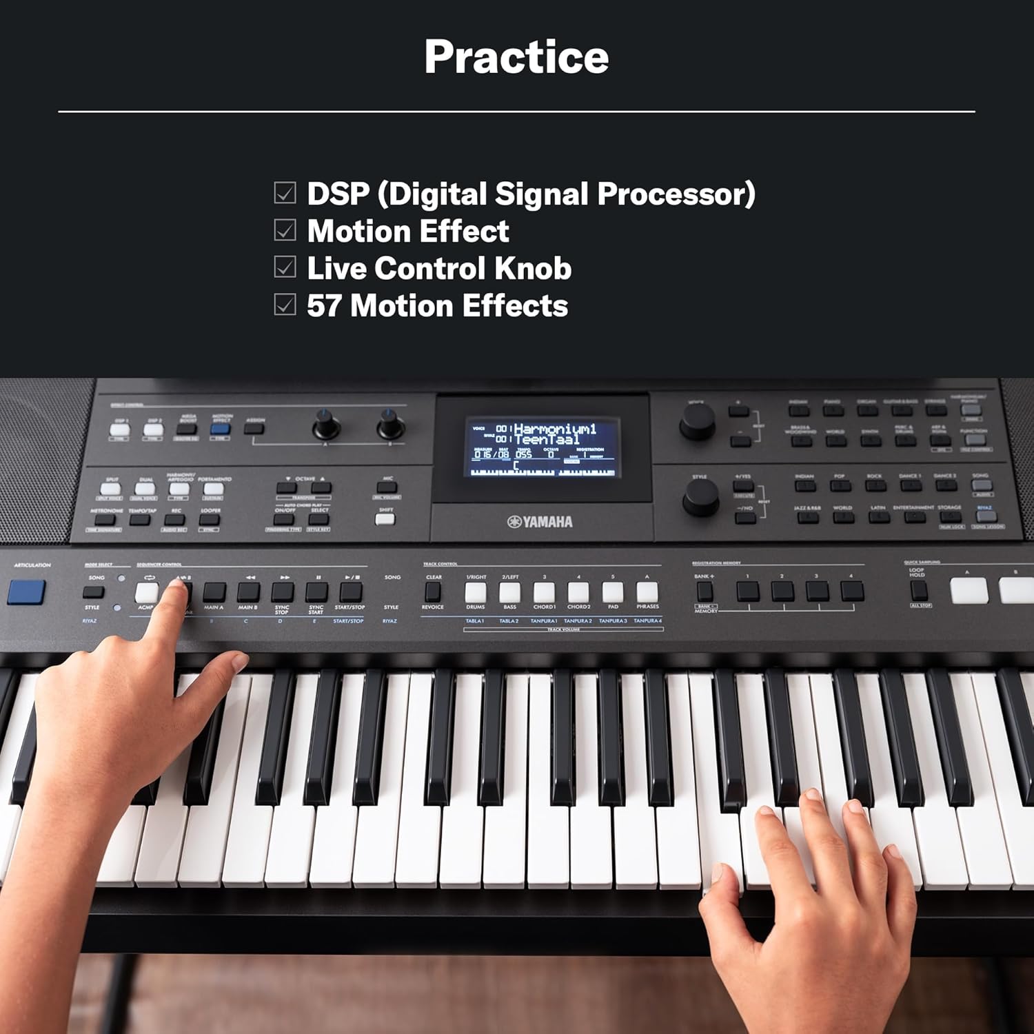 Yamaha PSR-I510 61-Key Portable Keyboard, Upgraded Version of PSR-I500, Indian & Western Tones, Enhanced Songs & Styles, Built-in Rhythms, Lesson Function, Power Adapter Included - Deccan Retail
