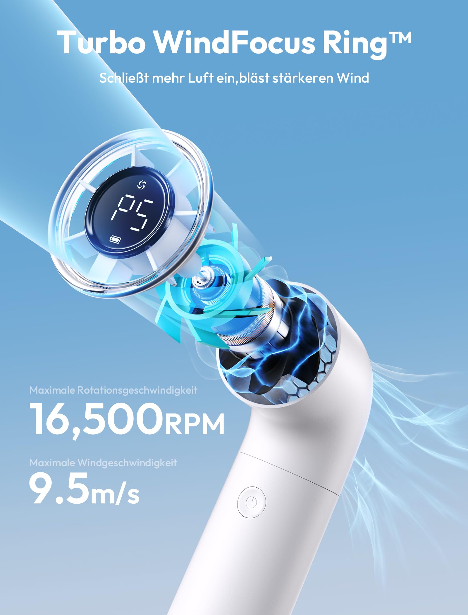 Aecooly Aero Portable Handheld Turbo Fan - White - Deccan Retail