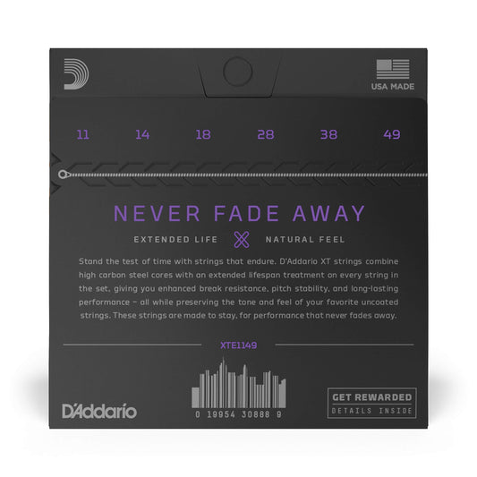 D'Addario XT Nickel Plated Steel Coated Electric Guitar Strings Medium 11-49 (XTE1149) - Deccan Retail