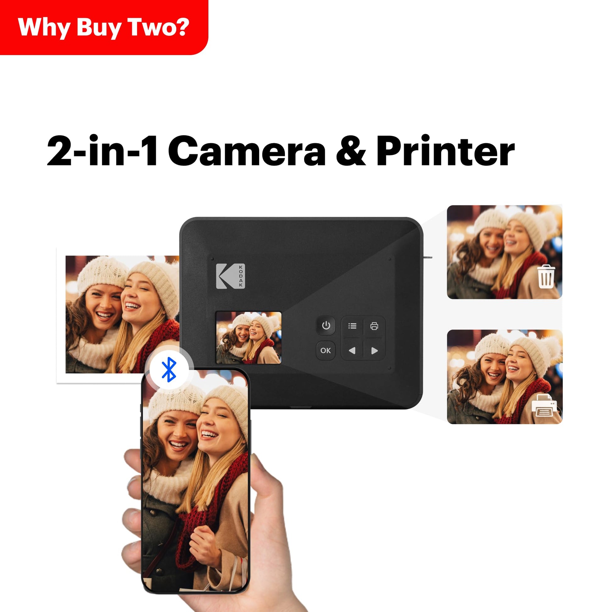 Kodak Mini Shot 3 Retro 3x3" Wireless Instant Camera & Photo Printer - Deccan Retail