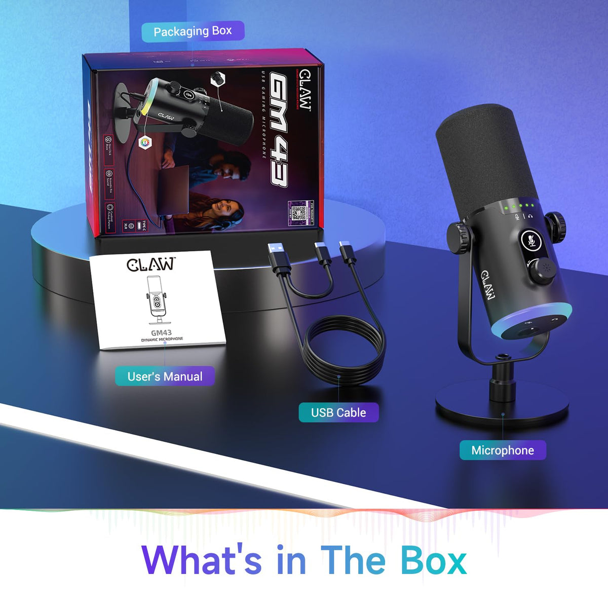 CLAW GM43 Dynamic RGB Gaming Microphone with USB/XLR & Cardioid Pickup - Deccan Retail