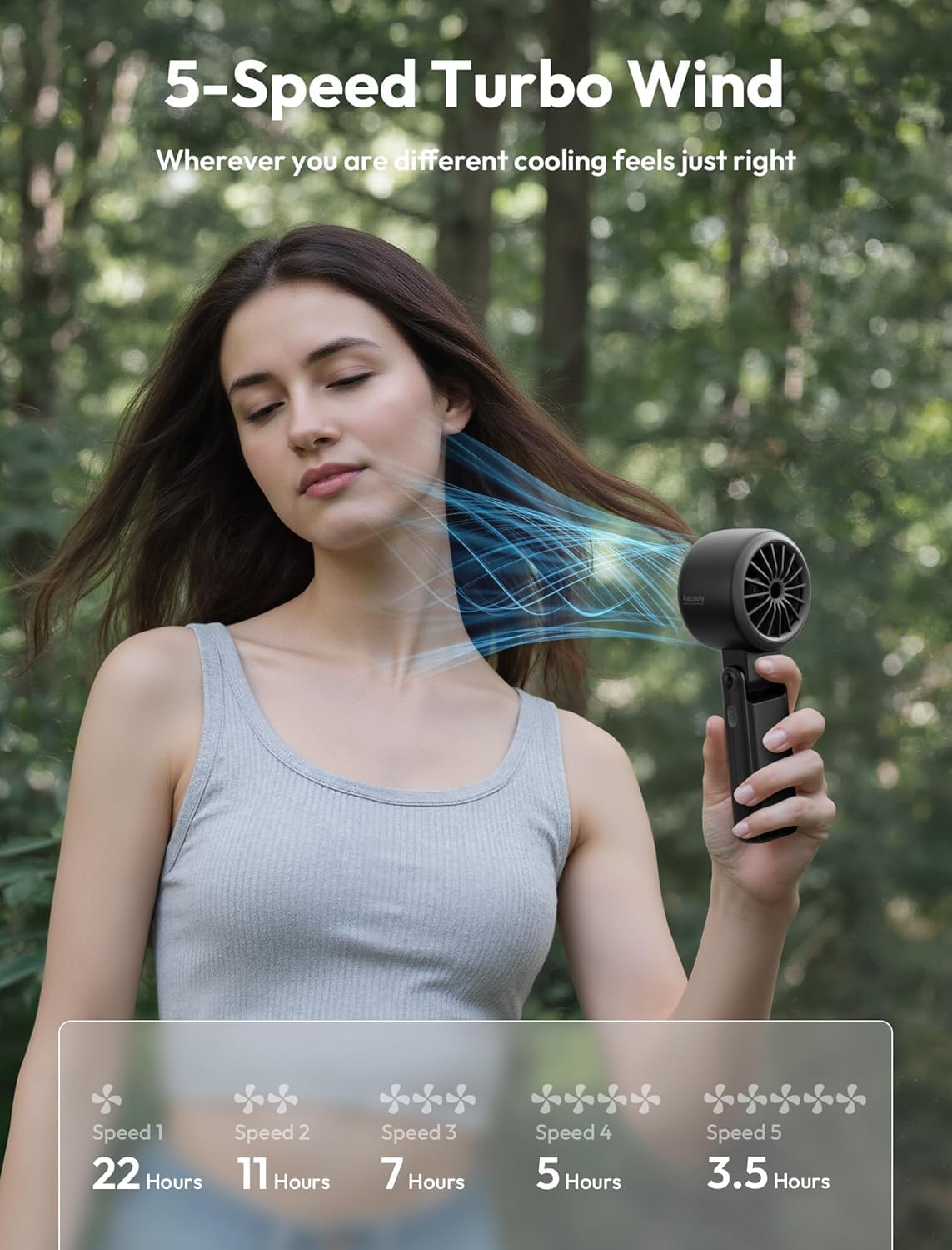 Aecooly Versatile Fan Halo-02 5000mah – Black - Deccan Retail