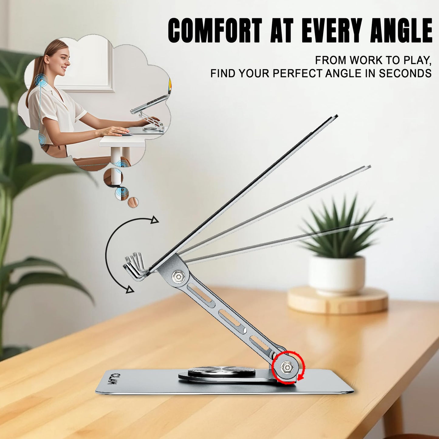 CLAW Lift Pro X11 Laptop Stand with 360° Rotating Base & Multi-Angle Adjustment - Deccan Retail