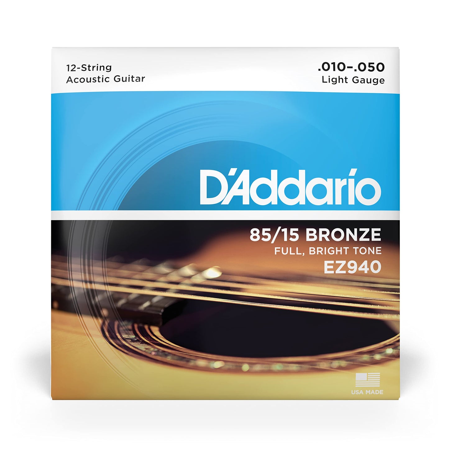 D'Addario EZ940 85/15 Bronze 12-String Acoustic Guitar Strings Light Gauge - Deccan Retail