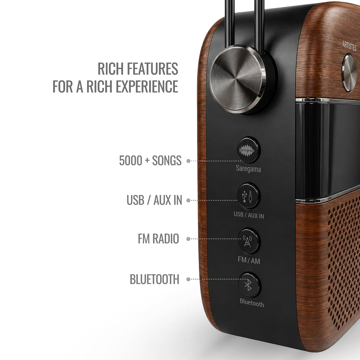 Saregama Carvaan 3.0 Hindi Legends to Latest Music Player - Antique Oak