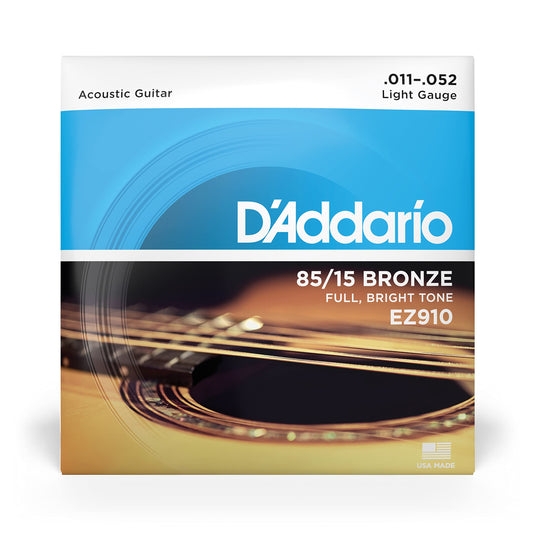 D'Addario EZ910 85/15 Bronze Acoustic Guitar Strings 11-52 Light - Deccan Retail