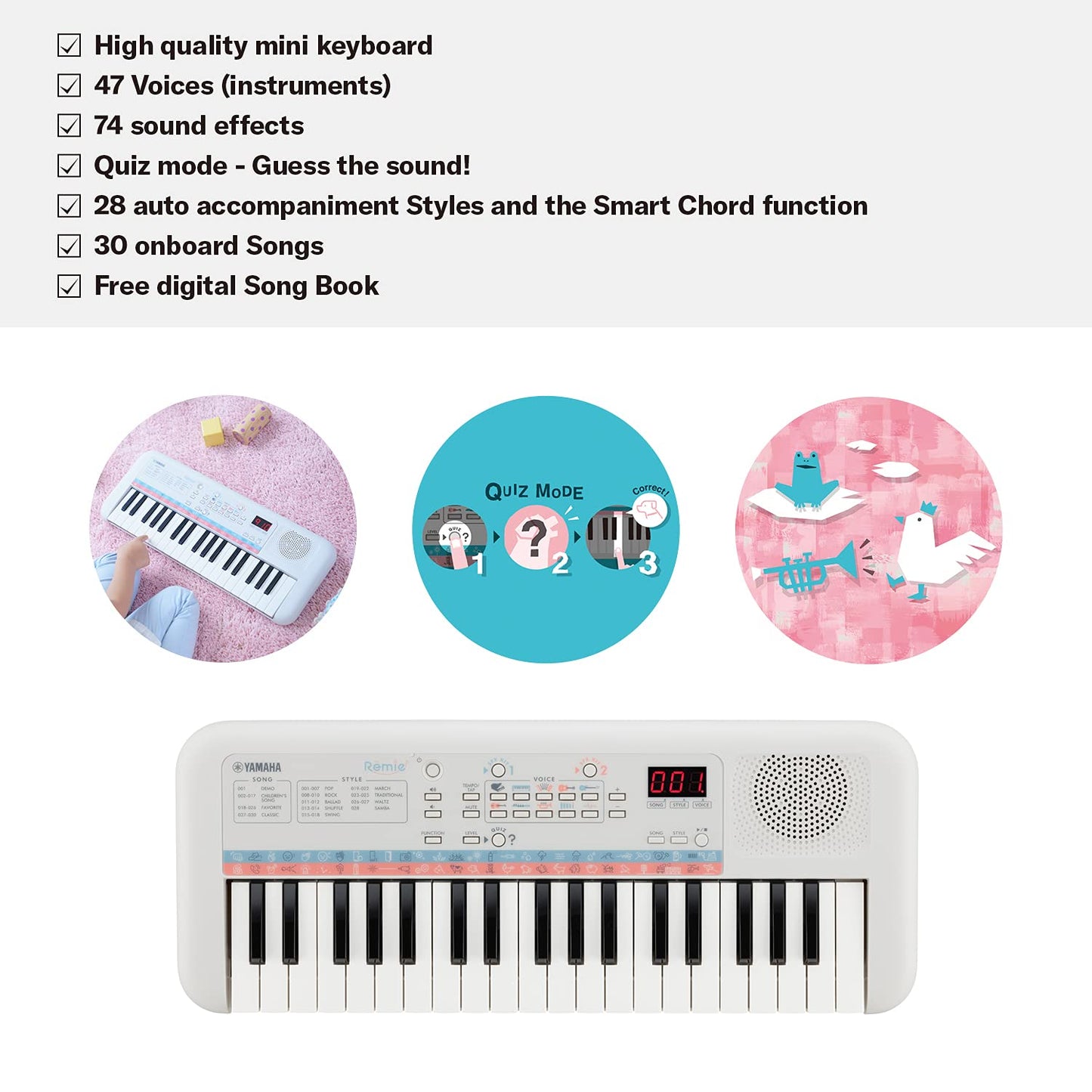 Yamaha PSS-E30 Remie 37-Key Portable Mini Keyboard – White