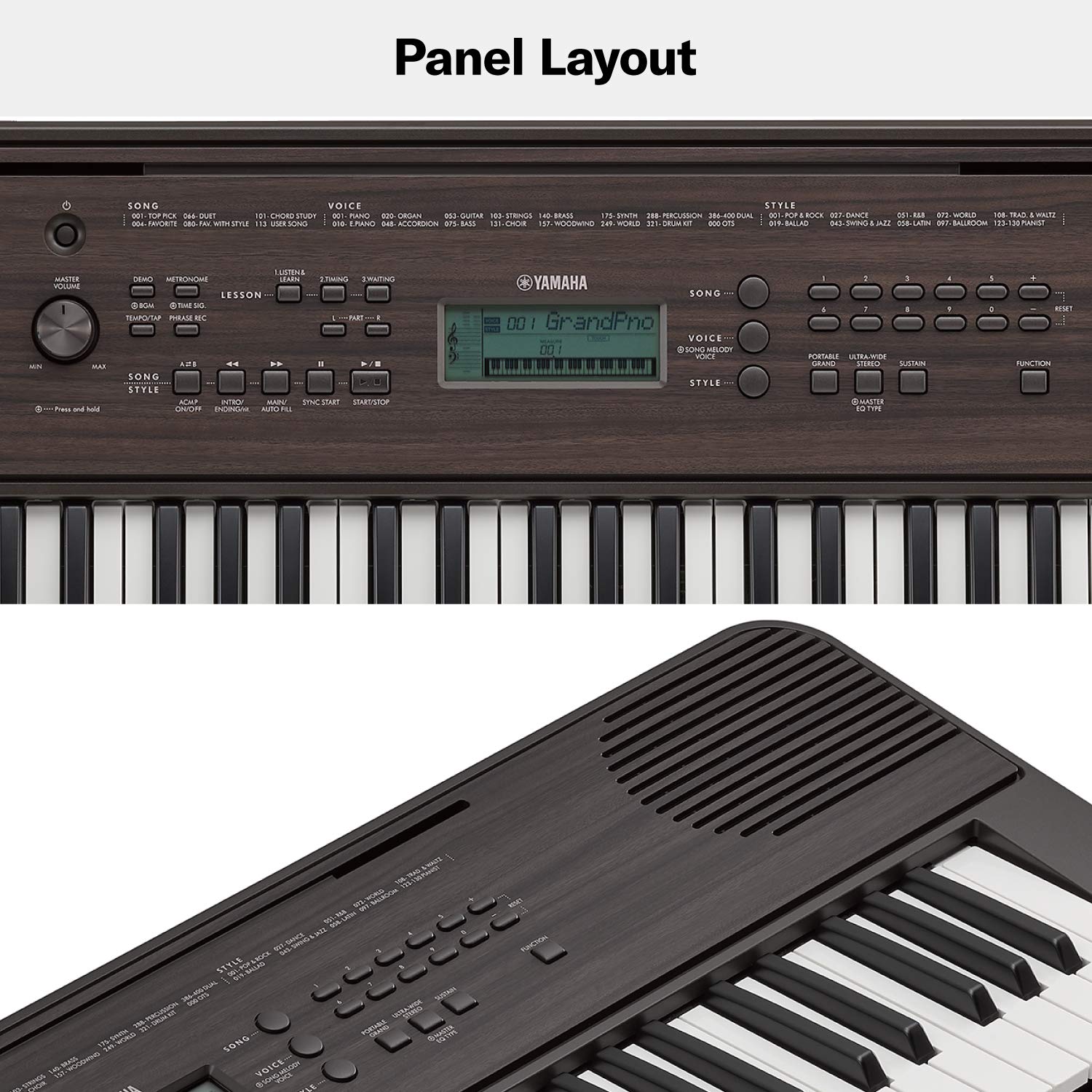 Yamaha PSR-E360DW Portable Keyboard – 61 Keys with Touch Sensitivity - Dark Walnut - Deccan Retail