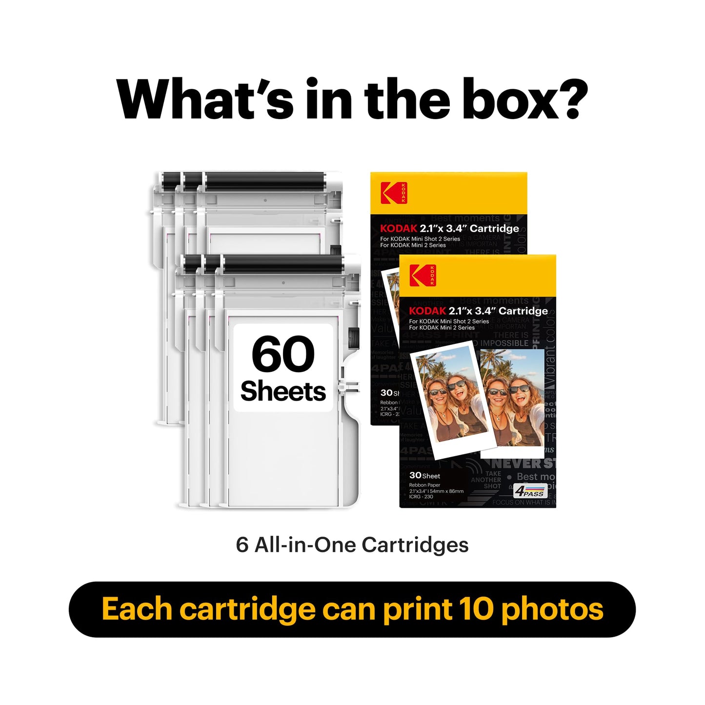 Kodak 4PASS Film Cartridge 2.1x3.4" for Mini 2 Retro – 60 Sheets - Deccan Retail