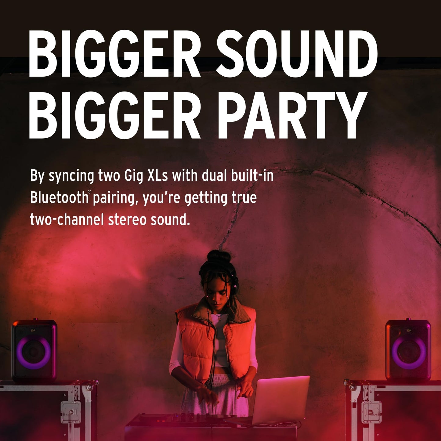 Klipsch Gig XL, Black - Portable Wireless Speaker - Multiple Color Modes - Bass Boost - 6.5" Woofer & 2" Tweeter - 8-Hour Playtime - Splash Resistant - Karaoke Mic Included