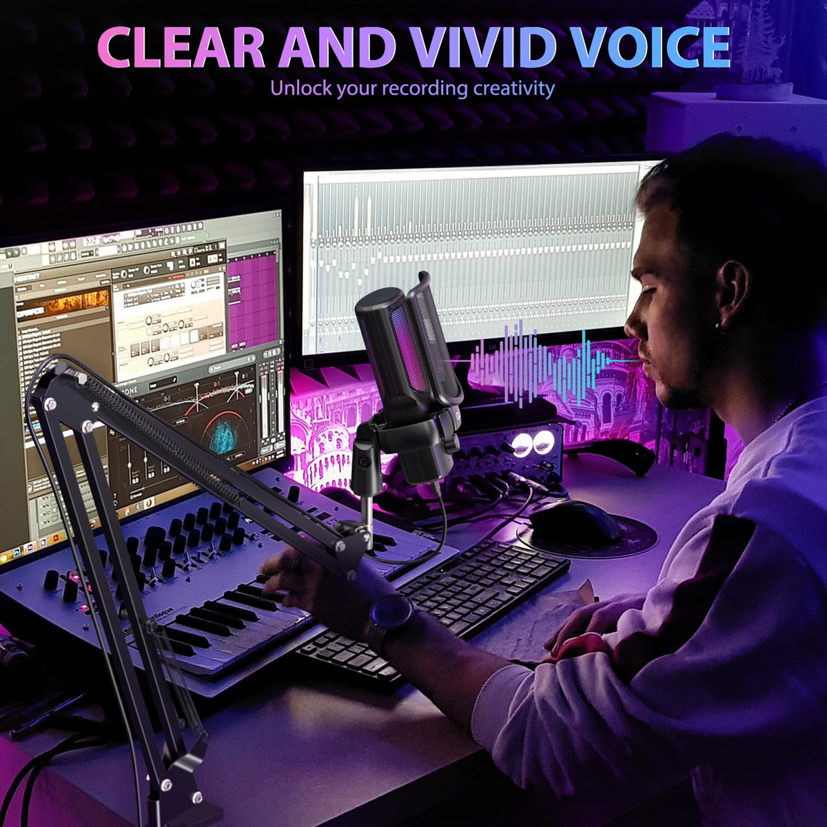 CLAW GM17 Kit RGB Condenser Gaming Microphone with Cardioid & Type-C Connectivity - Deccan Retail