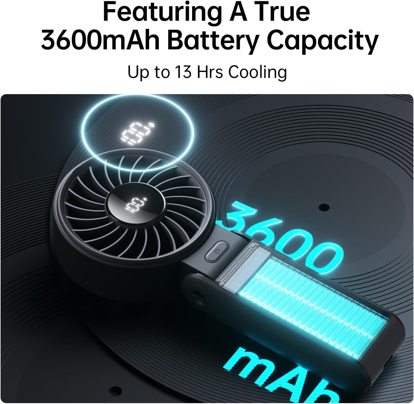 JISULIFE Life7 Portable Handheld Fan  3600mAh - Black - Deccan Retail