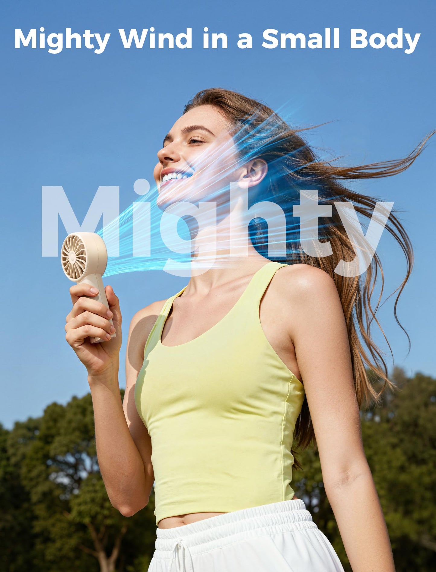 Aecooly Halo-03 2000mAh Portable Handheld Fan - Beige - Deccan Retail
