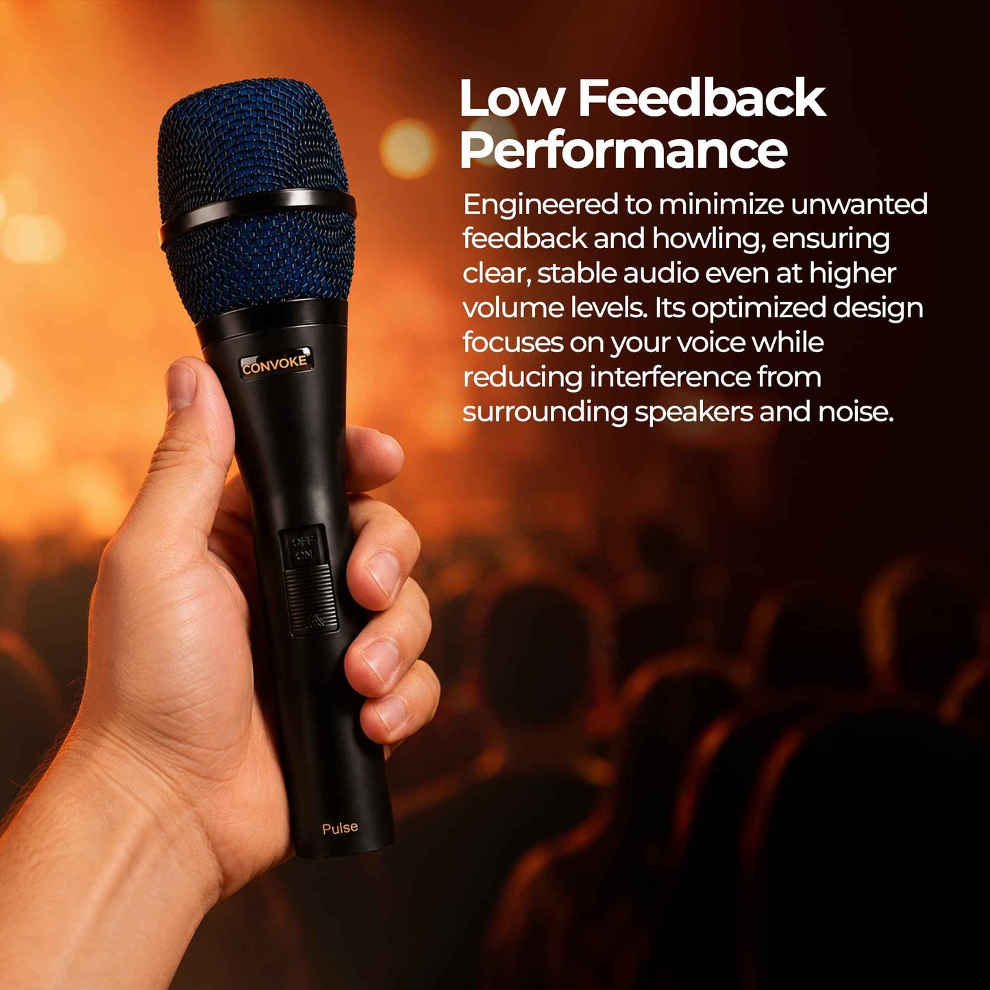 CONVOKE Pulse Professional Dynamic Microphone Wired with XLR Cable & Mic Clip | High-Clarity Vocal Mic for Singing, Karaoke, Stage Performance, Public Speaking, DJ, PA System & Recording.