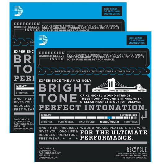 D'Addario EXL110 Nickel Wound Electric Guitar Strings Regular Light 10-46 (2 Pack) - Deccan Retail