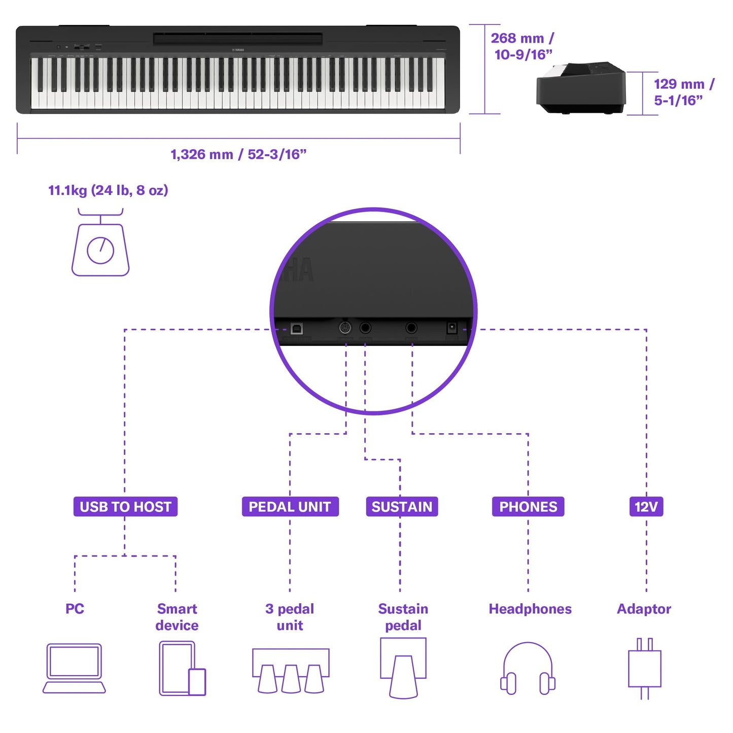 Yamaha P-145B Digital Piano – 88 Keys Weighted - Black Finish - Deccan Retail