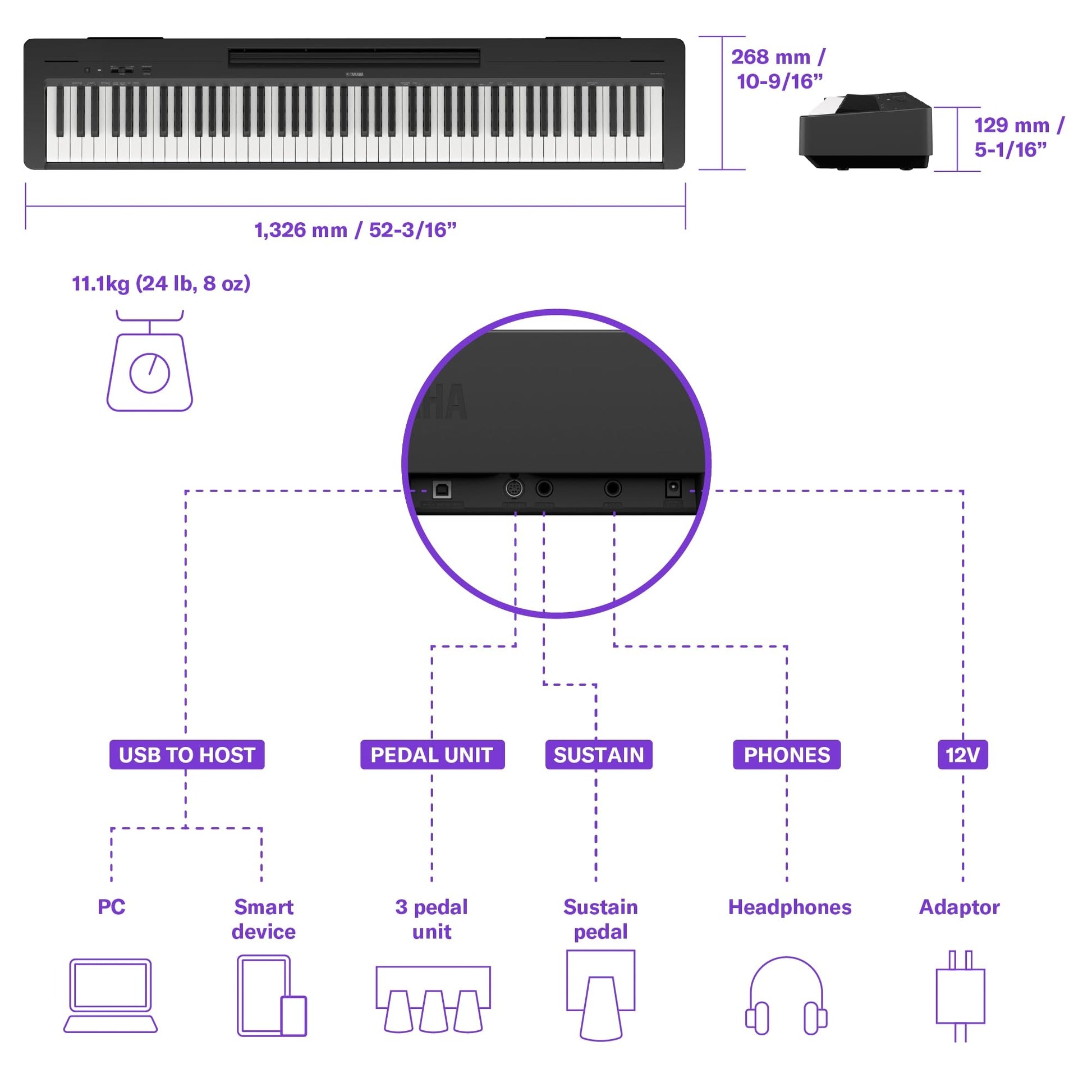 Yamaha P-145B Digital Piano – 88 Keys Weighted - Black Finish - Deccan Retail