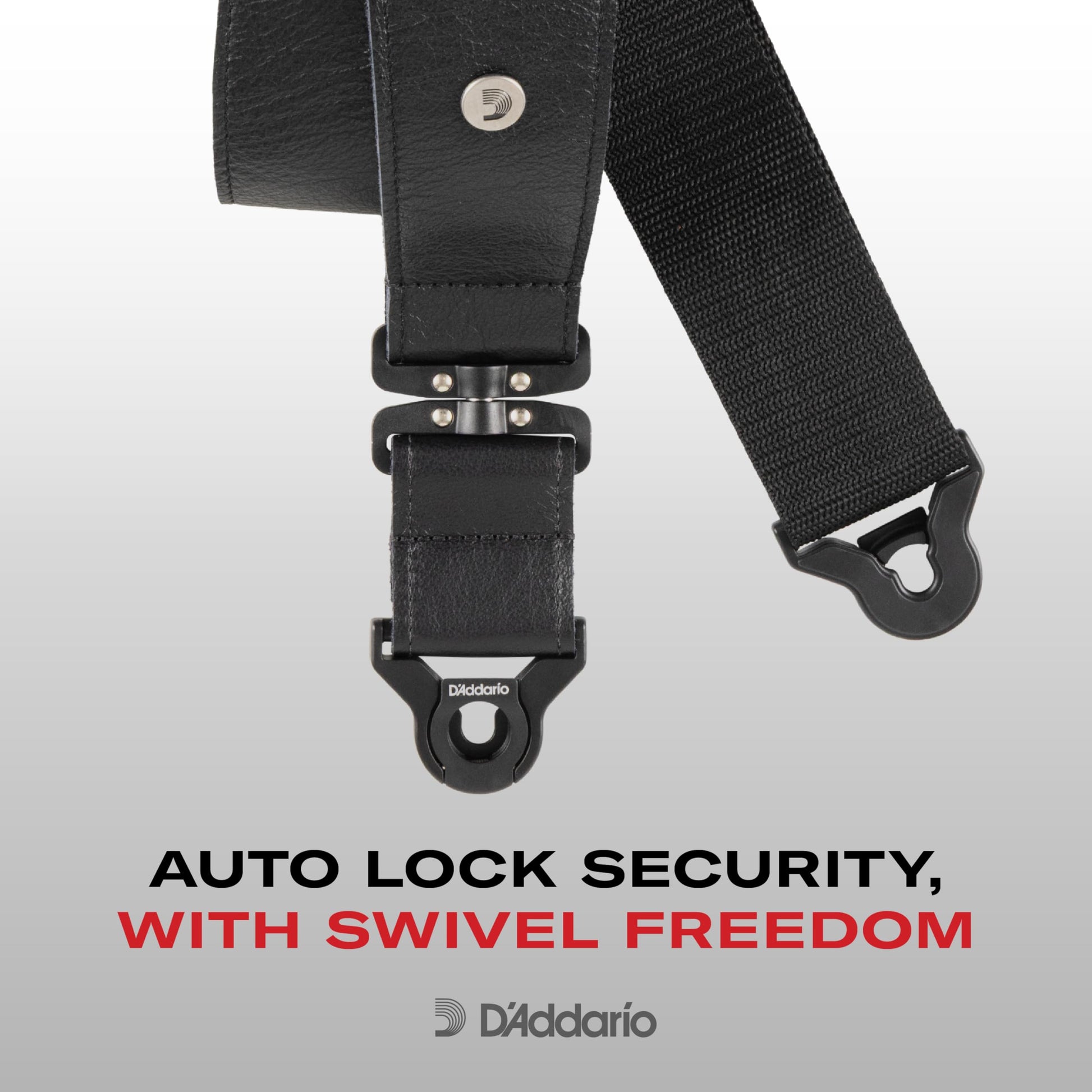 D'Addario Auto Lock Swivel Polypro Guitar Strap Black (PWSALSV00) - Deccan Retail