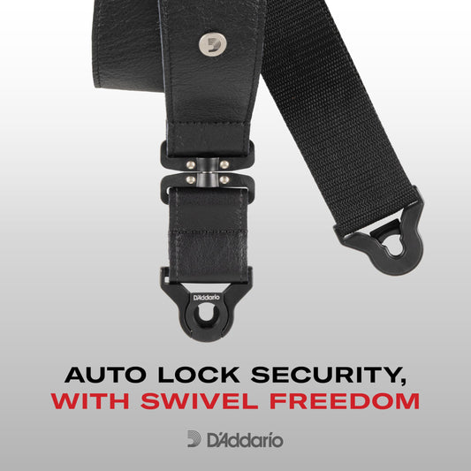 D'Addario Auto Lock Swivel Polypro Guitar Strap Black (PWSALSV00) - Deccan Retail
