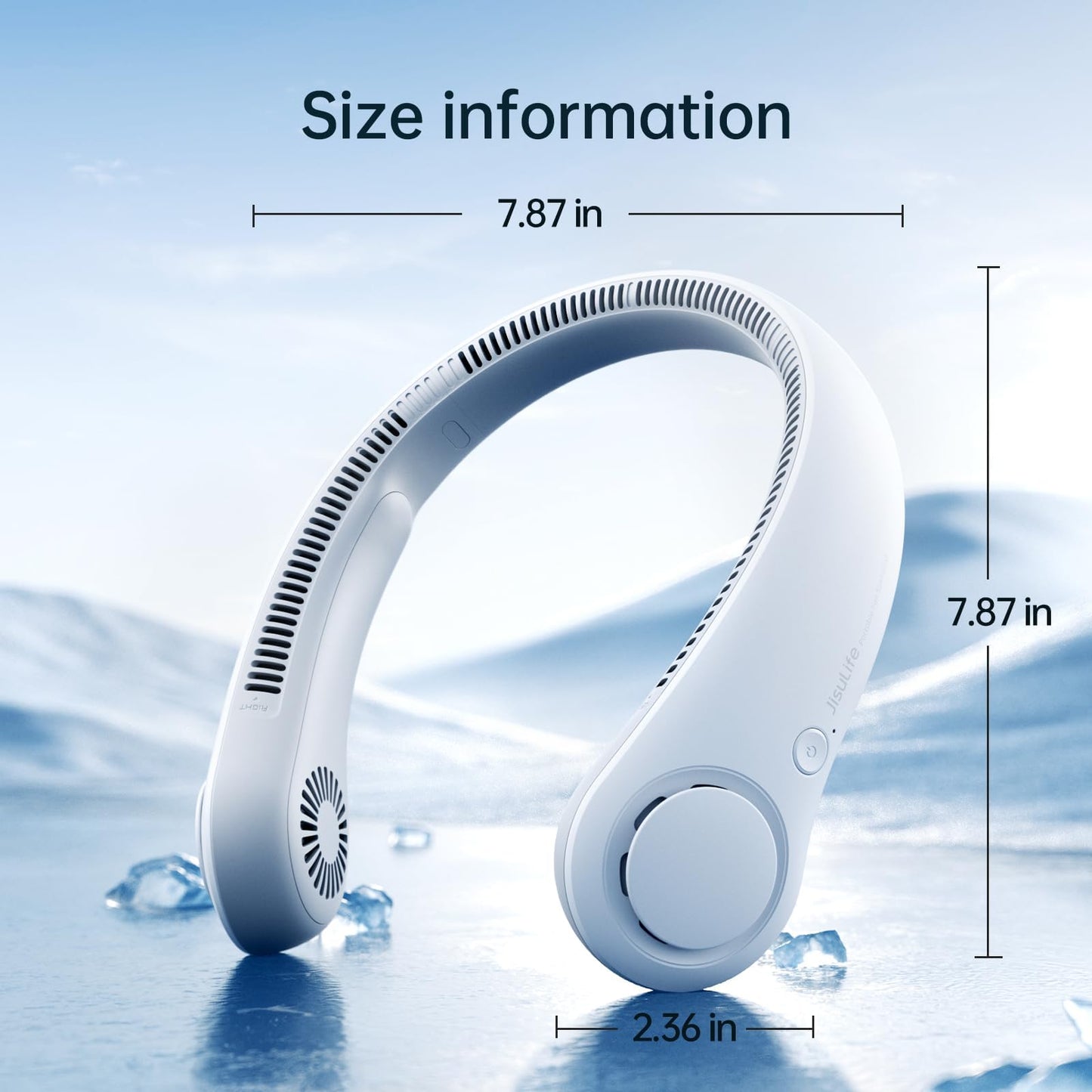 JISULIFE Portable Neck Fan Life 3, 4000 mAh Battery - Light Grey - Deccan Retail