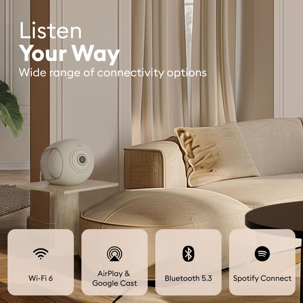 Devialet Phantom Ultimate 108 dB Bluetooth Speaker – Light Pearl