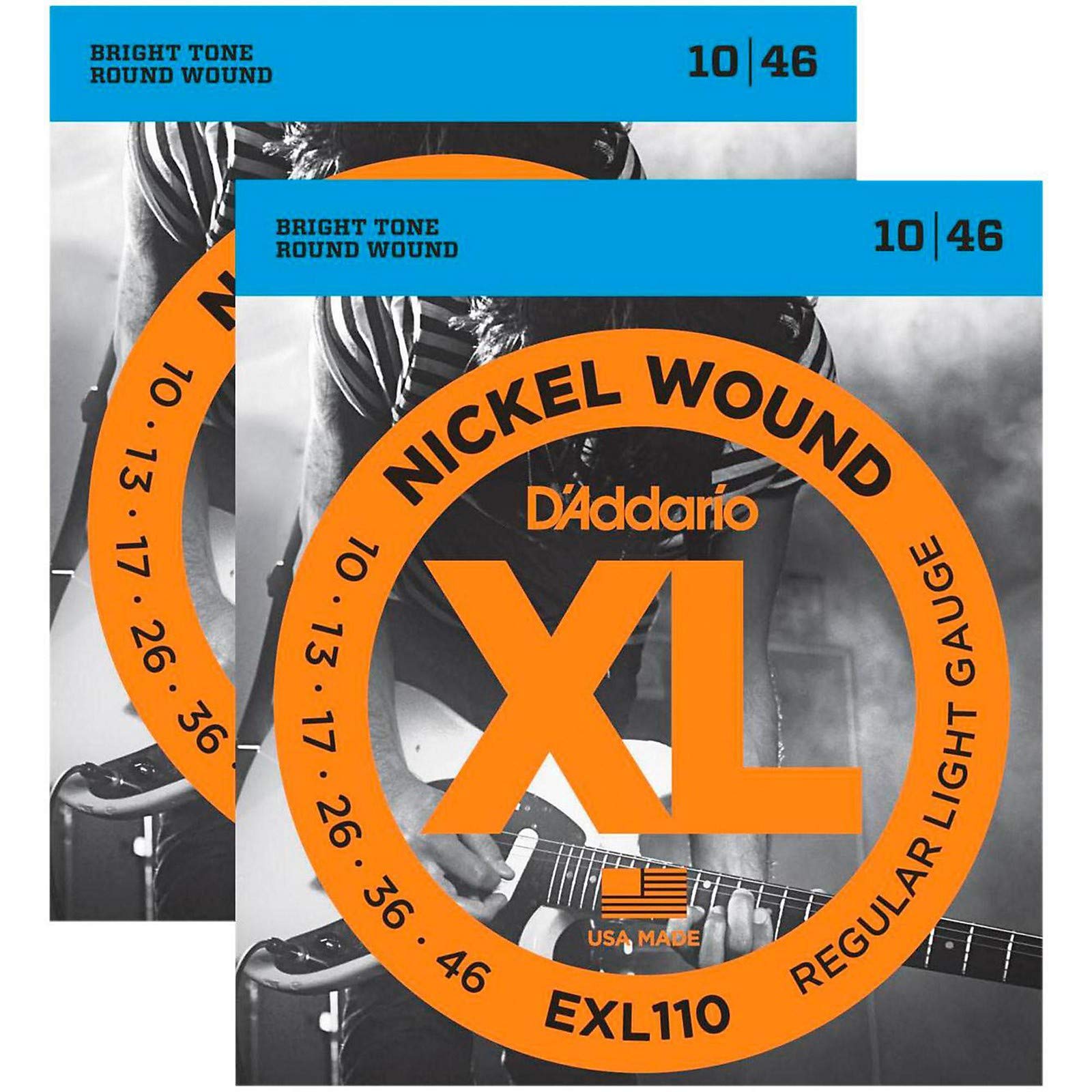 D'Addario EXL110 Nickel Wound Electric Guitar Strings Regular Light 10-46 (2 Pack) - Deccan Retail