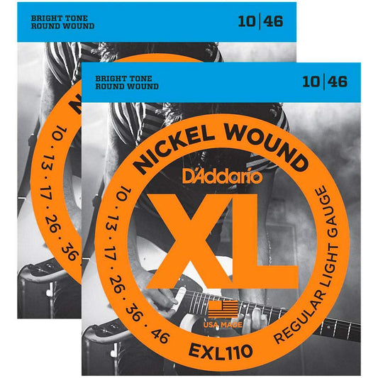 D'Addario EXL110 Nickel Wound Electric Guitar Strings Regular Light 10-46 (2 Pack) - Deccan Retail