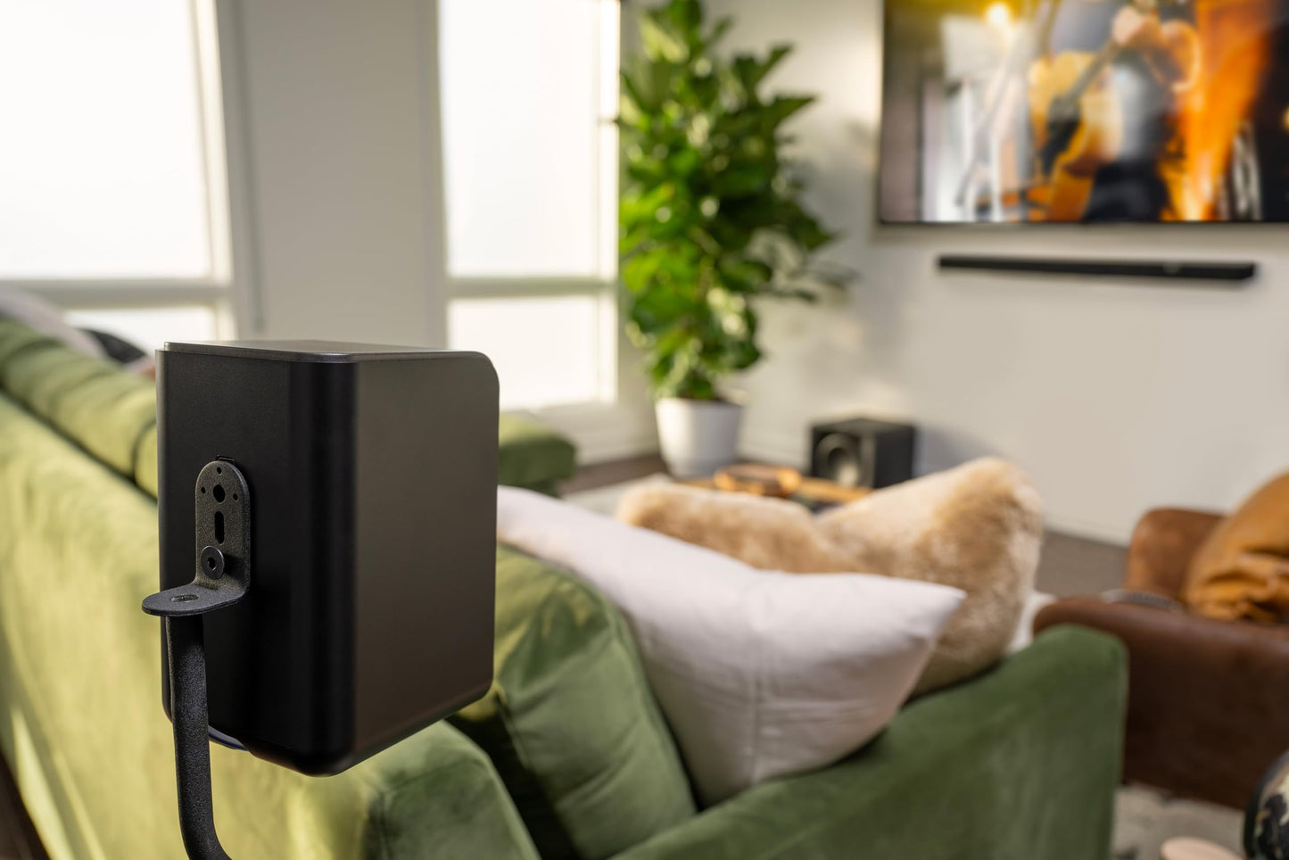 Klipsch Flexus SURR 100 Surround Sound Speakers with Immersive Dolby Atmos Technology Wall-Mountable Connect Plus App and Convenient Power Access – Black