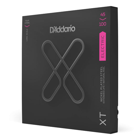 D'Addario Bass Guitar Strings, XT Coated Electric, XTB45100, Regular Light 45-100, 4-String Set, Pack of 1