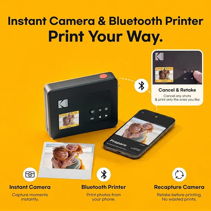 KODAK Mini Shot 2 Retro Instant Camera & Photo Printer + 38 Sheets Bundle – White
