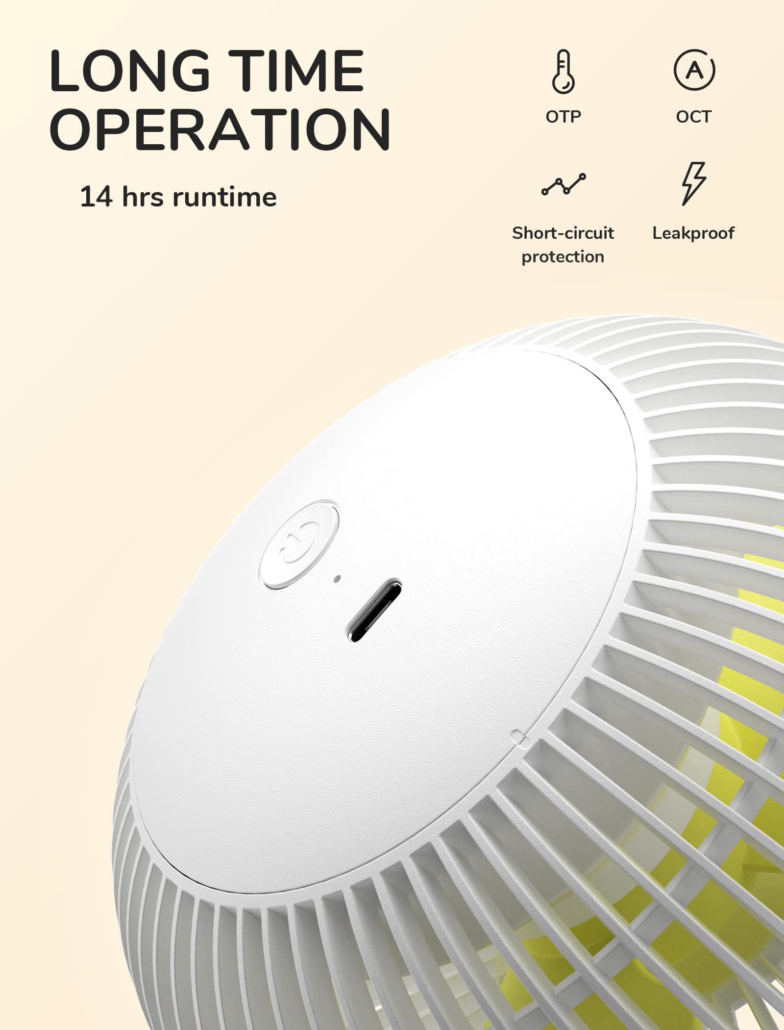 JISULIFE Mini Clip Fan, 4000mAh - Milky White - Deccan Retail