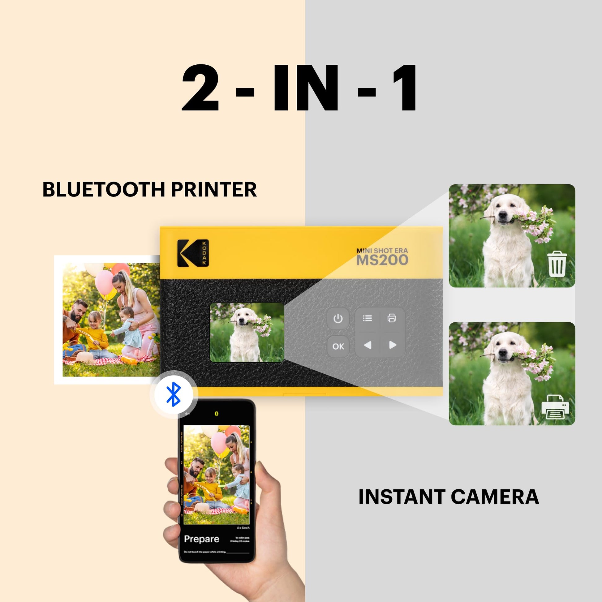 Kodak Mini Shot 2 ERA 4PASS 2-in-1 Instant Camera & Photo Printer with 68 Sheets + Gift Accessories - Black - Deccan Retail
