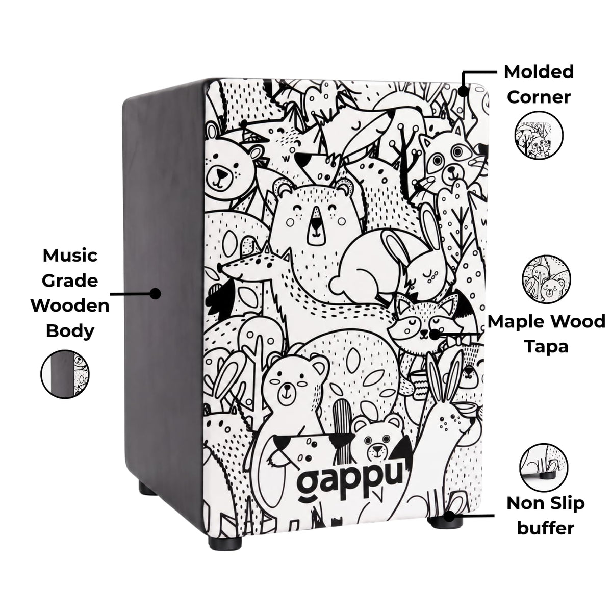 Gappu Kids Cajon Doodle Zoo Design