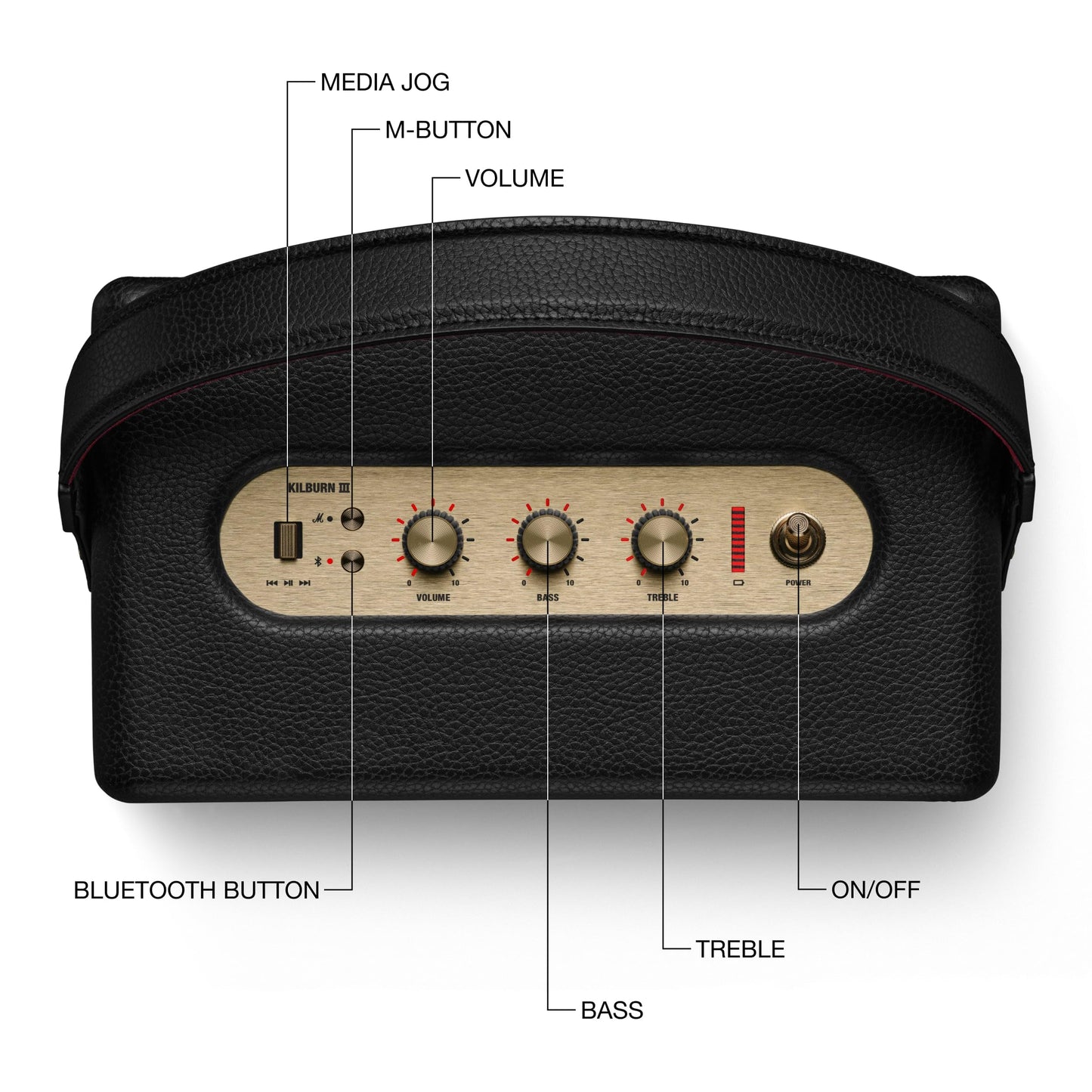 Marshall Kilburn III Portable Bluetooth Speaker – Black & Brass - Deccan Retail