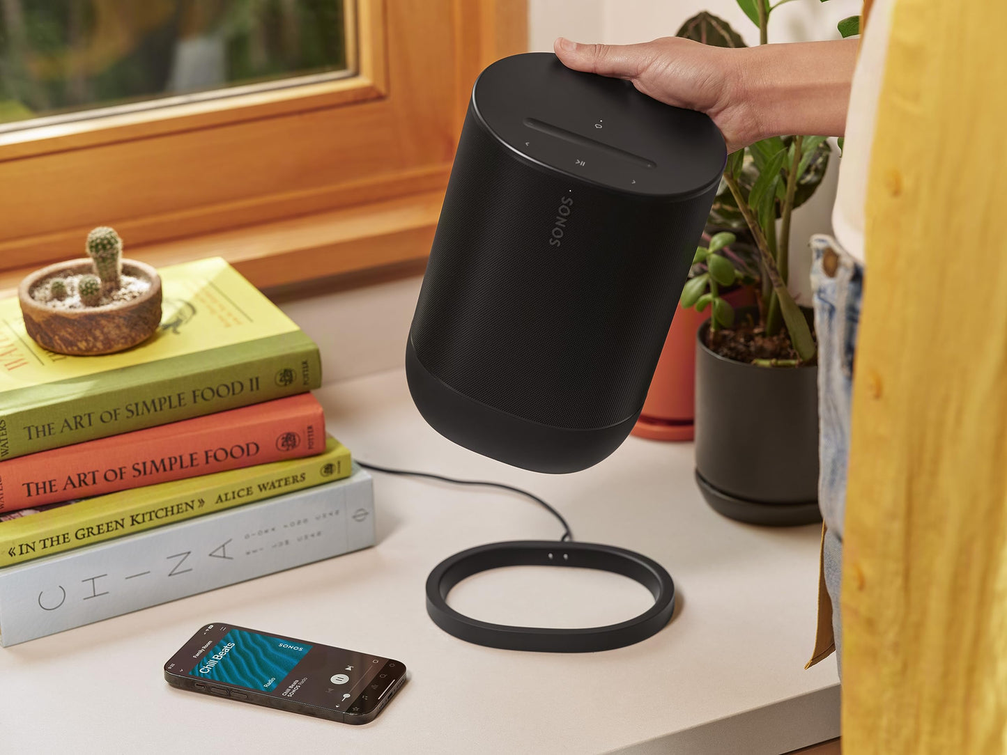 Sonos Move 2 | Wireless Portable Speaker with WiFi, Bluetooth, Amazon Alexa, 24-Hour Battery Life, Wireless Charging Base - Black