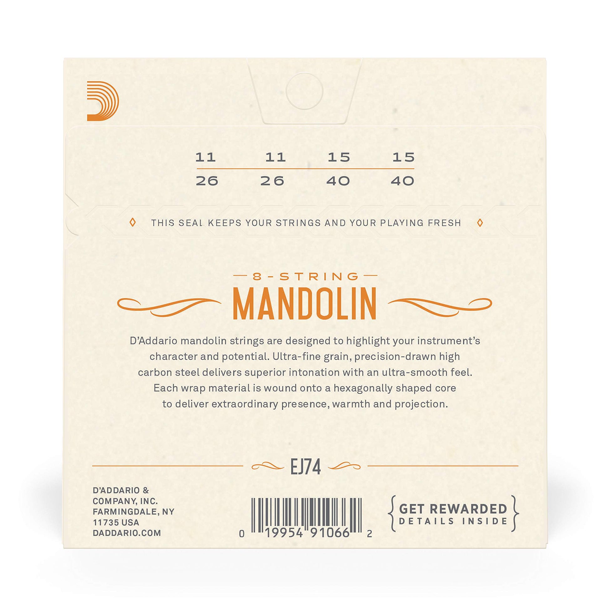 D'Addario EJ74 Phosphor Bronze Mandolin Strings Medium 11-40 - Deccan Retail