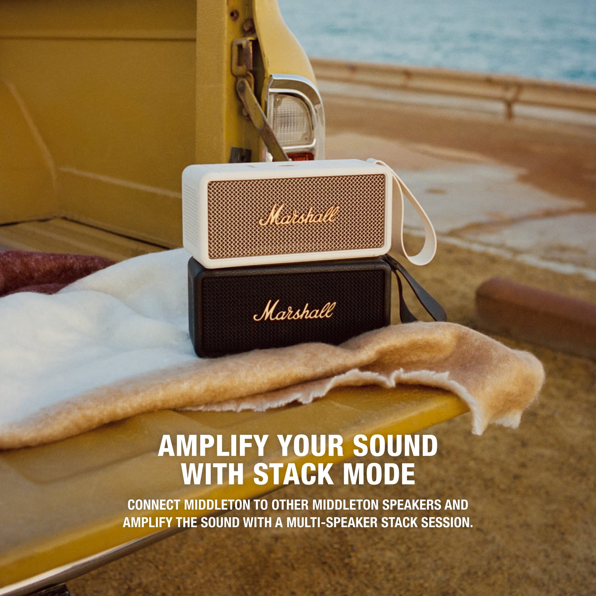 Marshall Middleton Portable Bluetooth Speaker – Black & Brass - Deccan Retail