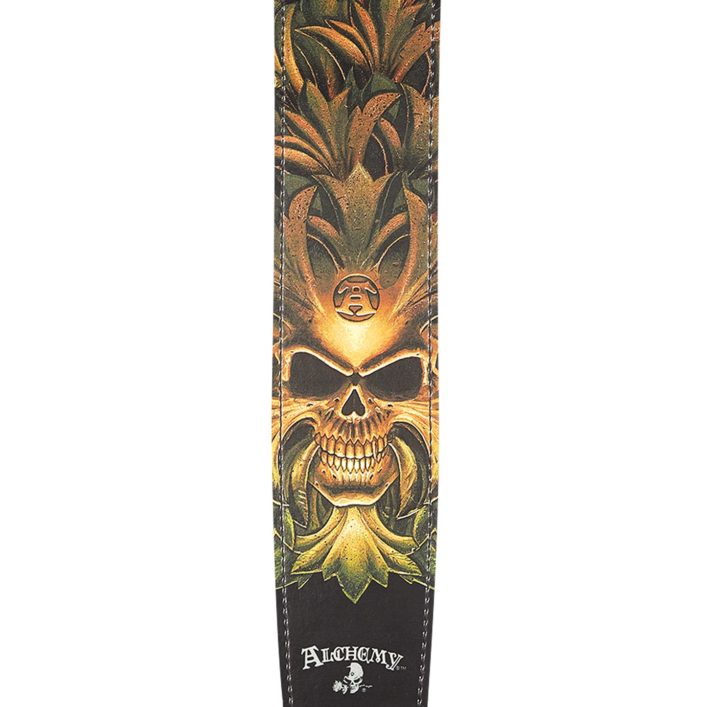 D'Addario Alchemy Green Skull Leather Guitar Strap - Deccan Retail