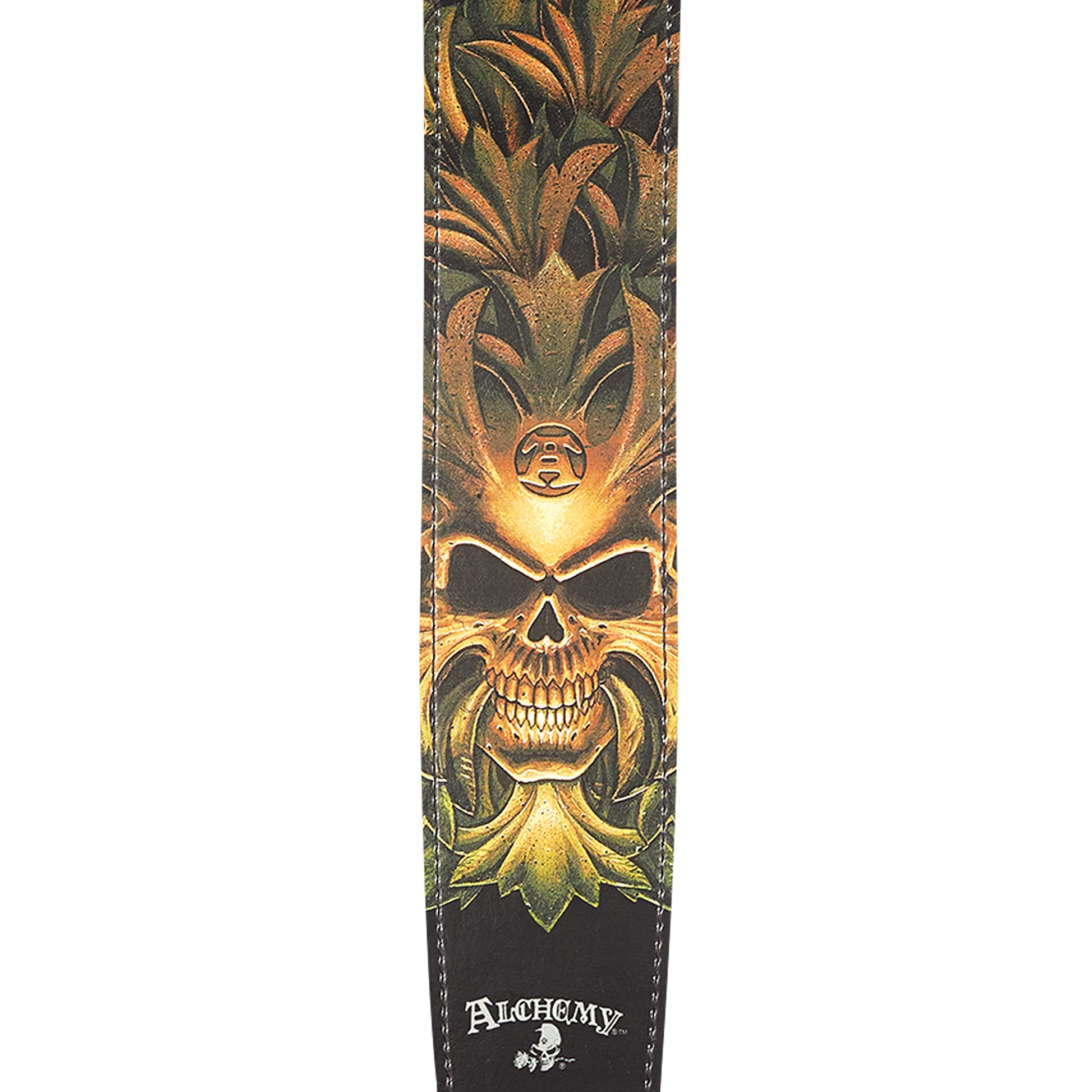 D'Addario Alchemy Green Skull Leather Guitar Strap - Deccan Retail