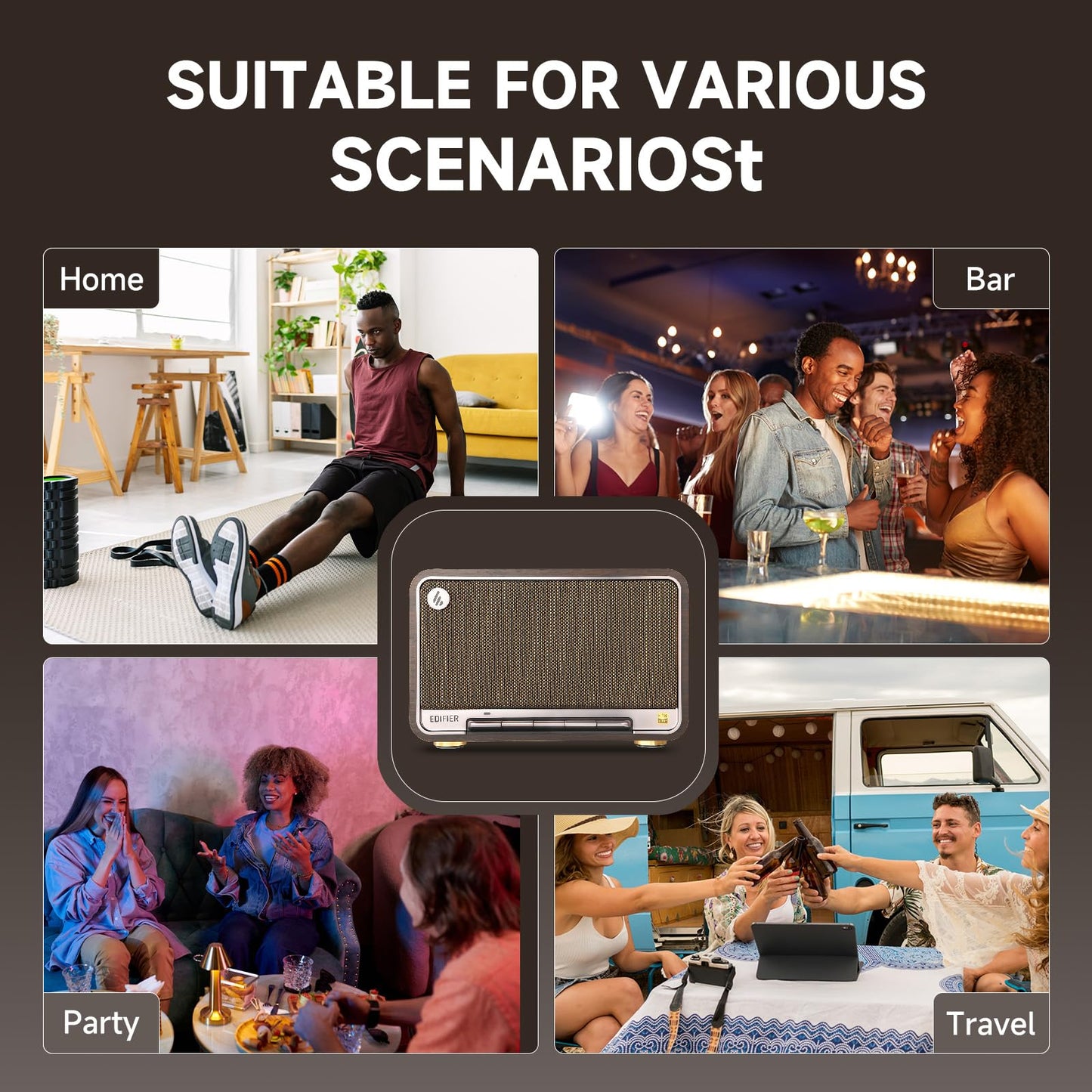 Edifier D32 Wireless Speaker - Black Walnut - Deccan Retail