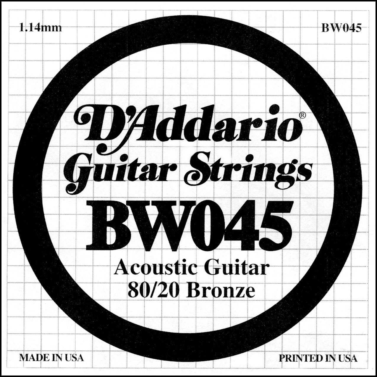D'Addario Bronze Wound Acoustic Guitar Single String .045 (BW045) - Deccan Retail