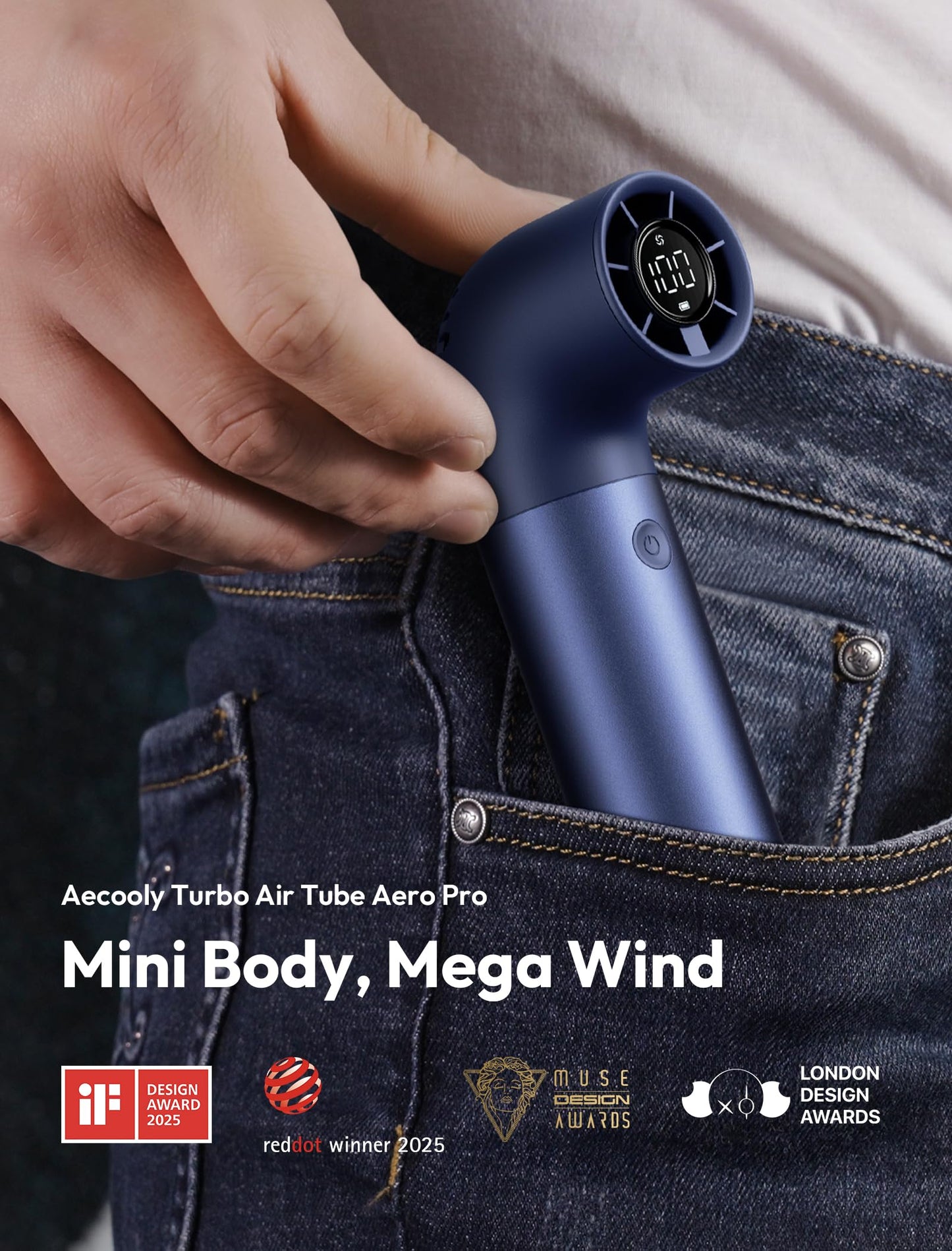Aecooly Aero Pro Portable Handheld Fan - Blue - Deccan Retail