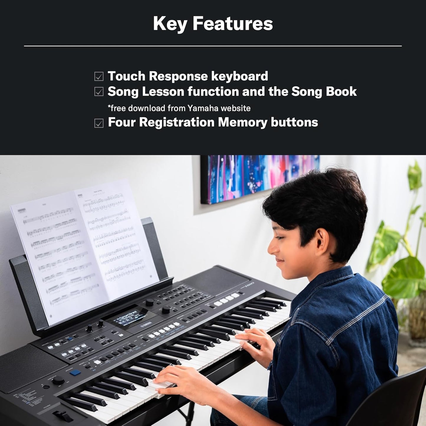 Yamaha PSR-I510 61-Key Portable Keyboard, Upgraded Version of PSR-I500, Indian & Western Tones, Enhanced Songs & Styles, Built-in Rhythms, Lesson Function, Power Adapter Included - Deccan Retail