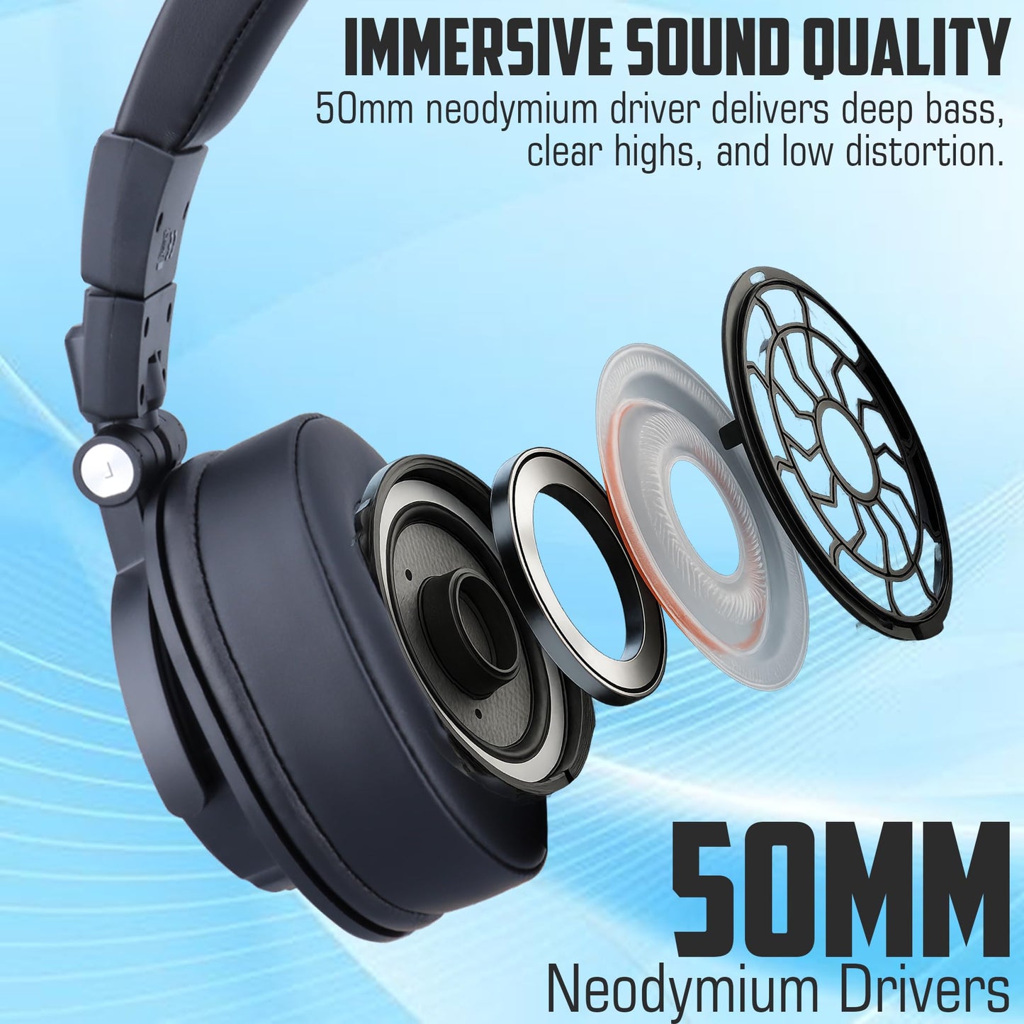 CLAW SM90 Studio Monitoring DJ Wired Over-Ear Headphones with 50mm Drivers - Deccan Retail