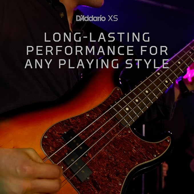 D'Addario Bass Guitar Strings, XS Coated Electric, XSB45100, Regular Light 45-100, 4-String Set, Pack of 1
