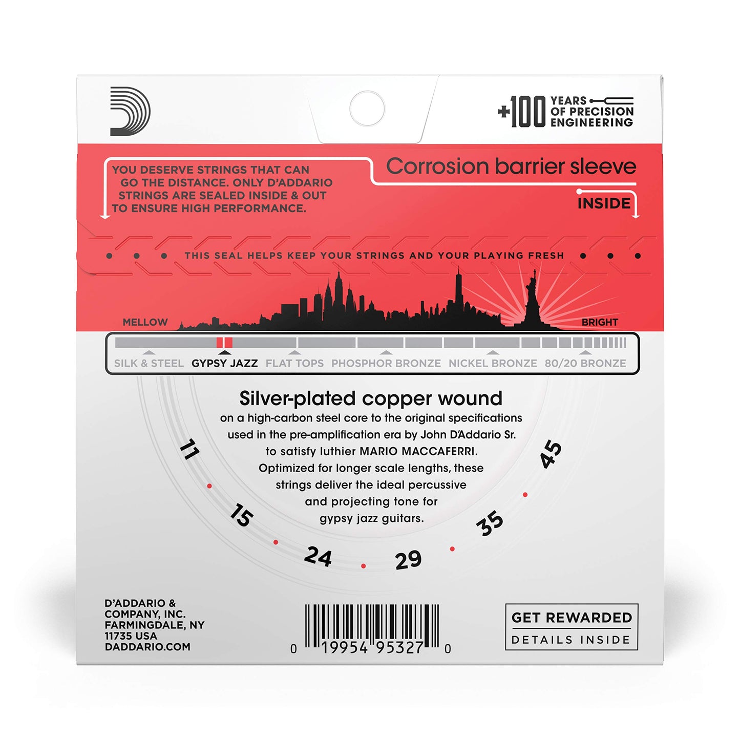 D'Addario EJ83M Gypsy Jazz Acoustic Guitar Strings Ball End Medium 11-45 - Deccan Retail
